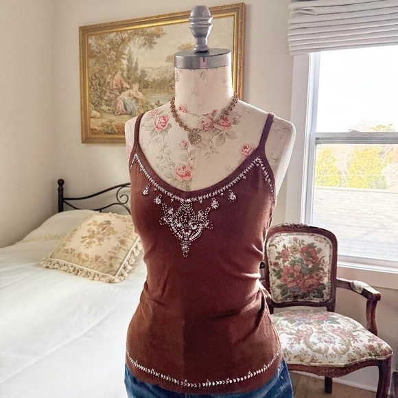 Y2K dmbm brown silk blend cami size large - Picture 3 of 6